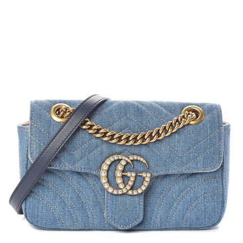 gucci marmont denim pearl bag.